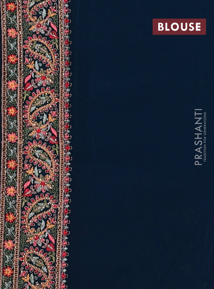 Georgette saree peacock green with allover embroidery & stone work