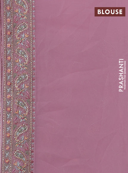 Georgette saree pastel pink with allover embroidery & stone work