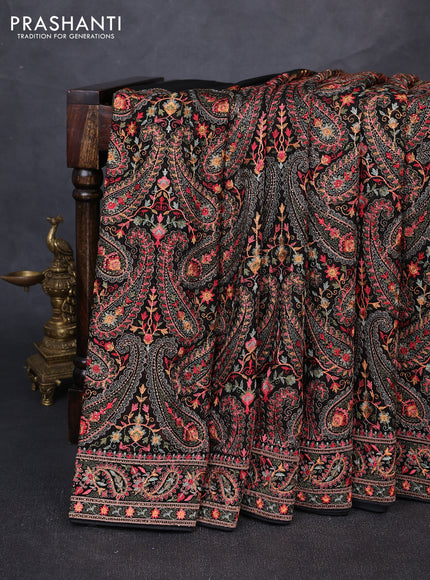Georgette saree black with allover embroidery & stone work