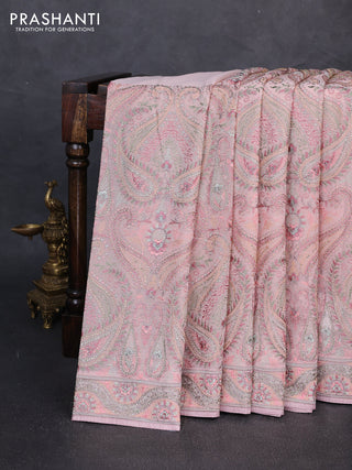 Georgette saree pastel pink with allover embroidery & stone work