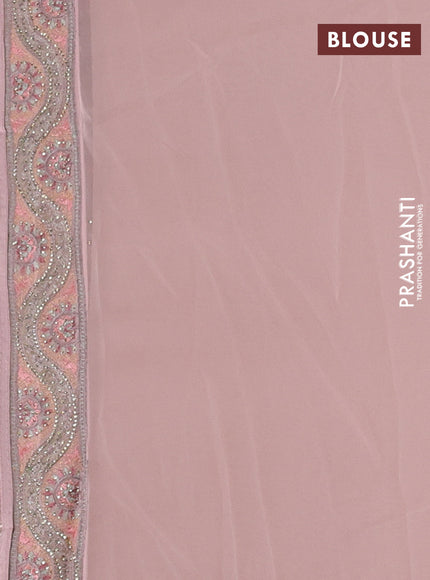 Georgette saree pastel pink with allover embroidery & stone work