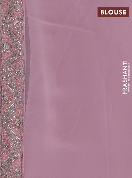 Georgette saree pastel pink with allover embroidery & stone work