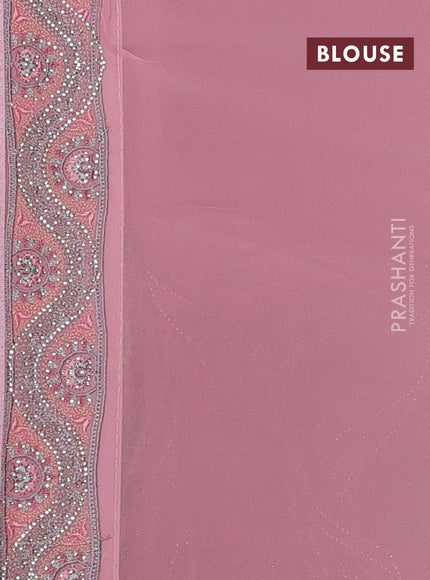 Georgette saree light pink with allover embroidery & stone work
