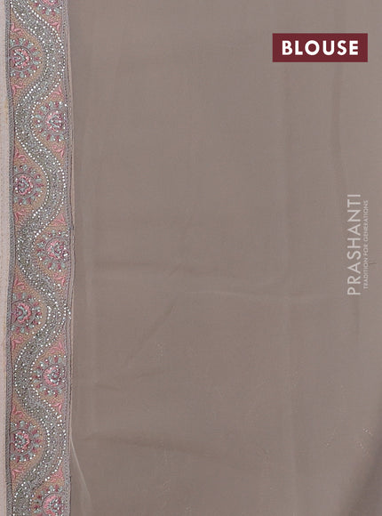 Georgette saree beige with allover embroidery & stone work