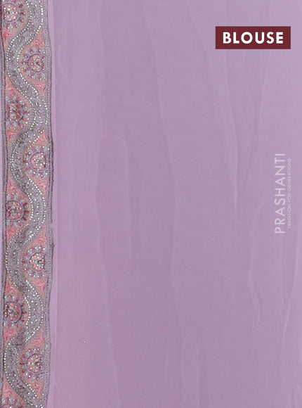 Georgette saree lavender with allover embroidery & stone work