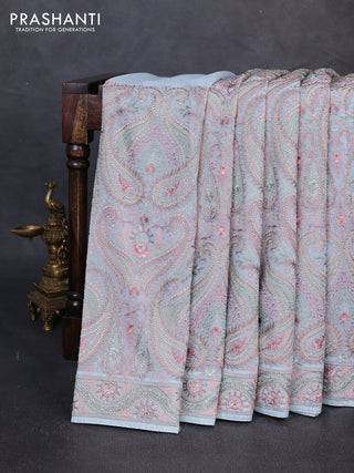 Georgette saree pastel blue with allover embroidery & stone work