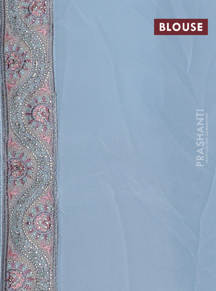 Georgette saree pastel blue with allover embroidery & stone work