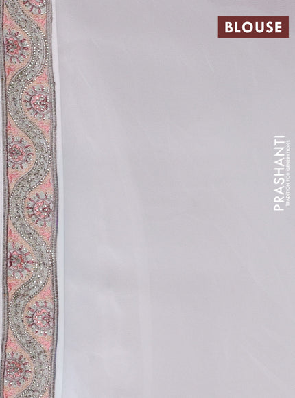 Georgette saree off white with allover embroidery & stone work