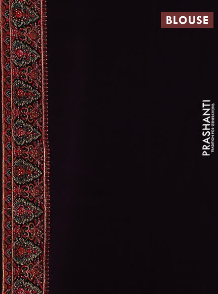 Georgette saree deep jamun with allover embroidery & stone work