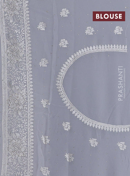 Georgette saree grey with allover embroidery & stone work