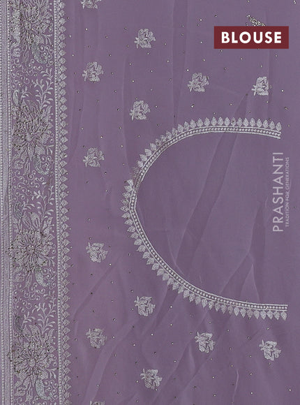 Georgette saree lavender with allover embroidery & stone work