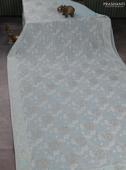Georgette saree pastel blue with allover embroidery & stone work