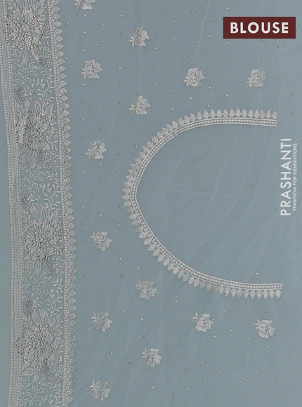 Georgette saree pastel blue with allover embroidery & stone work