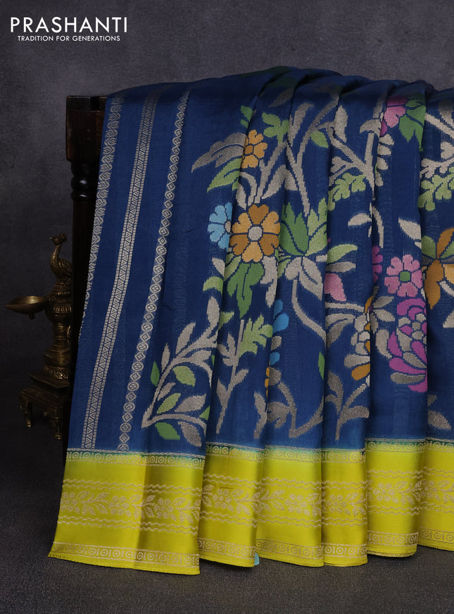 Kosa jamdhani silk saree peacock green and lime green with allover thread & zari weaves and zari woven border