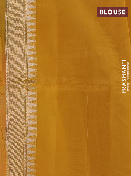 Kosa jamdhani silk saree pink and mustard yellow with allover thread & zari weaves and zari woven border