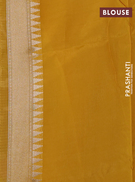 Kosa jamdhani silk saree violet and mustard yellow with allover thread & zari weaves and zari woven border