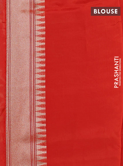 Kosa jamdhani silk saree pink and red with allover thread & zari weaves and temple design zari woven border