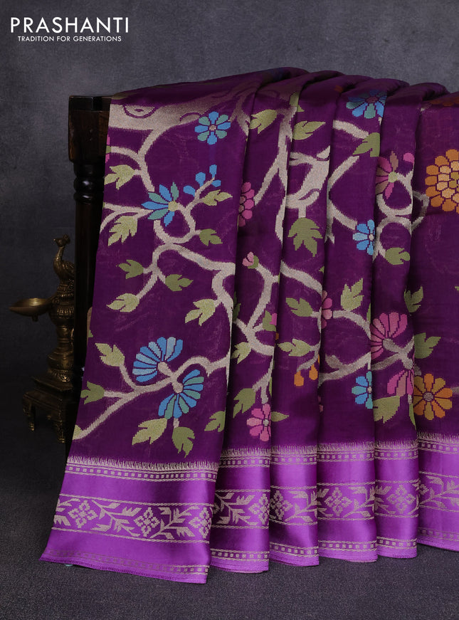 Kosa jamdhani silk saree violet and lavender with allover thread & zari weaves and zari woven border