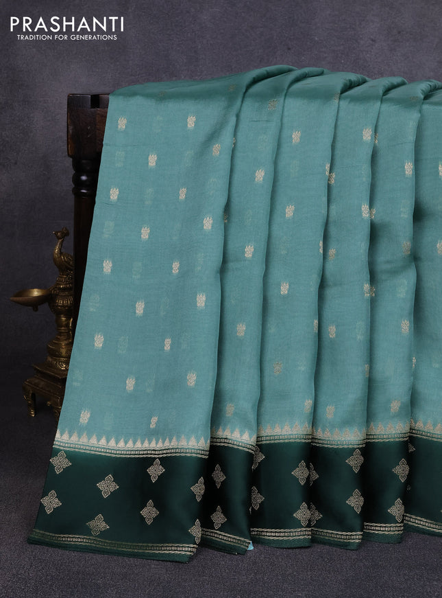 Kosa jamdhani silk saree pastel green and bottle green with allover thread & zari woven buttas and zari woven border