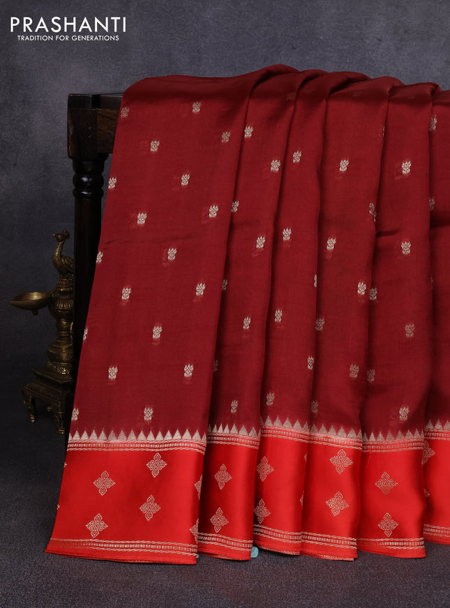 Kosa jamdhani silk saree coffee brown and rust shade with allover thread & zari woven buttas and zari woven border