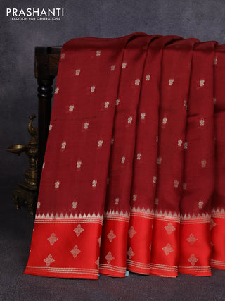 Kosa jamdhani silk saree coffee brown and rust shade with allover thread & zari woven buttas and zari woven border