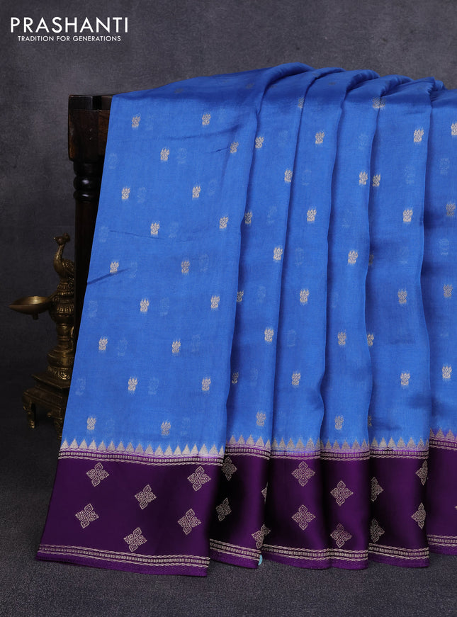 Kosa jamdhani silk saree blue and purple with allover thread & zari woven buttas and zari woven border