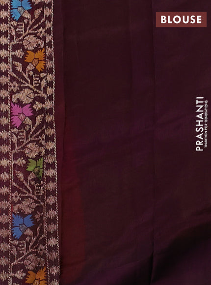 Kosa jamdhani silk saree orange and purple with allover thread & zari weaves and rettapet woven border