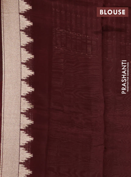 Kosa jamdhani silk saree orange and coffee brown with allover thread & zari weaves and rettapet woven border