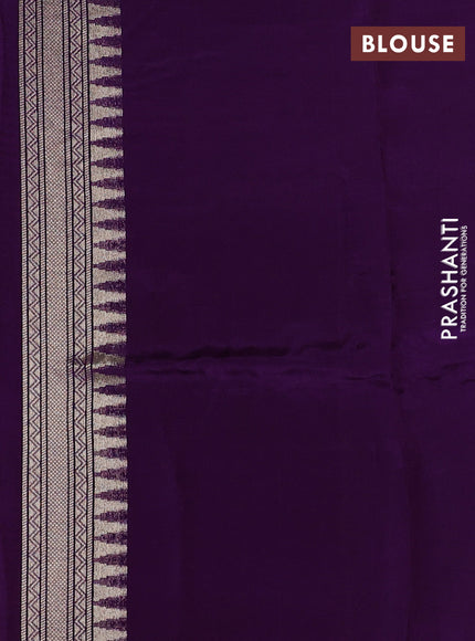 Kosa jamdhani silk saree mustard yellow and violet with allover thread & zari weaves and rettapet woven border