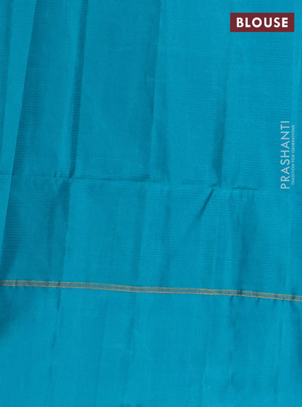Pure soft silk saree light green and teal green shade with allover zari woven buttas and zari woven simple border