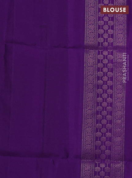 Pure soft silk saree mauve pink and violet with allover zari stripe pattern and floral zari woven border