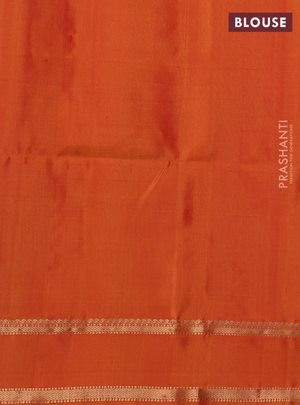 Pure soft silk saree pink and orange with allover zari weaves & buttas and rettapet zari woven border