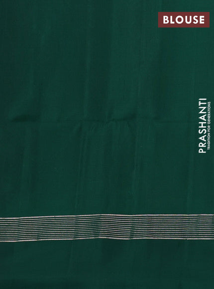 Pure soft silk saree dark pink and dark green with allover zari weaves and zari woven simple border