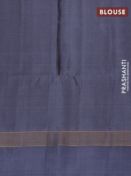 Pure soft silk saree grey with allover zari weaves and zari woven simple border