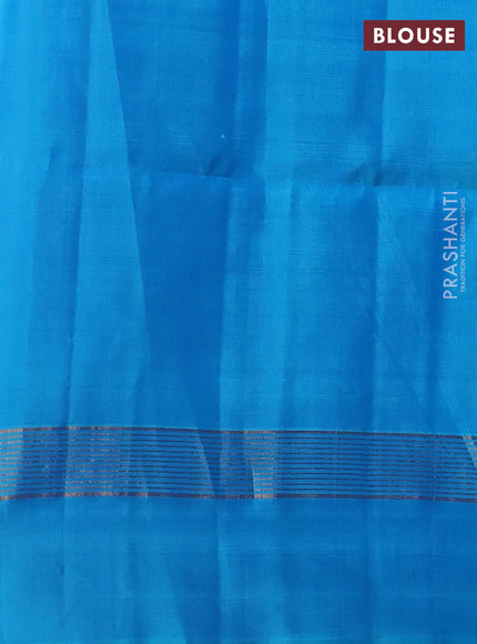 Pure soft silk saree dual shade of pinkish orange and light blue with allover zari weaves and zari woven simple border