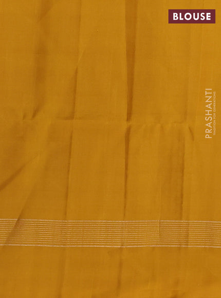 Pure soft silk saree blue and mustard yellow with allover zari weaves and zari woven simple border