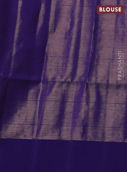 Pure soft silk saree pink and blue with allover zari woven geometric brocade weaves and simple border