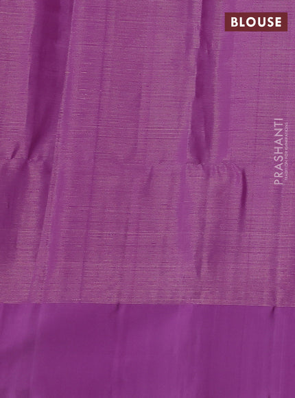Pure soft silk saree teal blue and lavender with allover zari woven brocade weaves and simple border