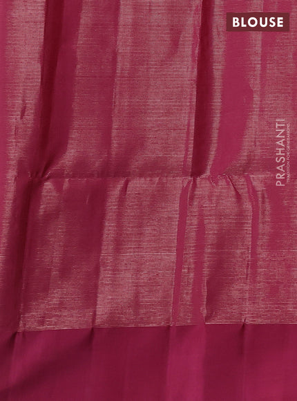 Pure soft silk saree teal green and onoion pink with allover zari woven brocade weaves and simple border