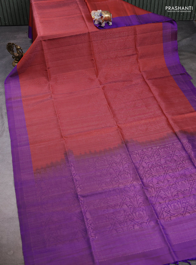 Pure soft silk saree maroon shade and dual shade of violet with allover thread & zari woven brocade weaves and woven border