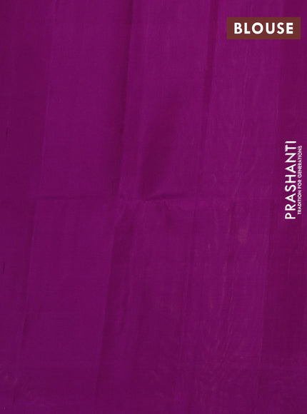 Pure soft silk saree pale yellow and purple with allover small checks & buttas and simple border