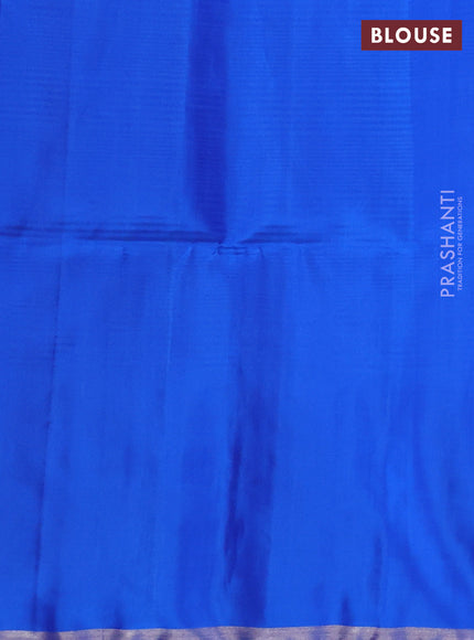 Pure soft silk saree blue with allover silver zari weaves and thread & silver zari woven border