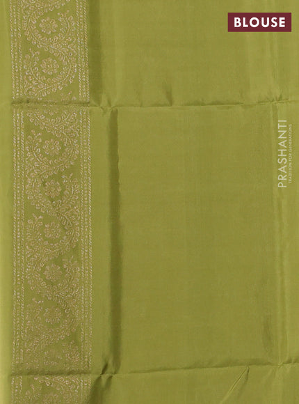 Pure soft silk saree pastel green and light green with allover zari stripe pattern and zari woven butta border