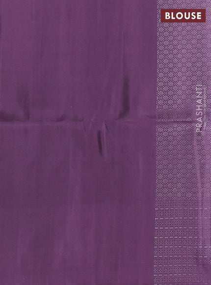 Pure soft silk saree pastel blue and pastel purple with allover silver zari woven brocade weaves and zari woven border