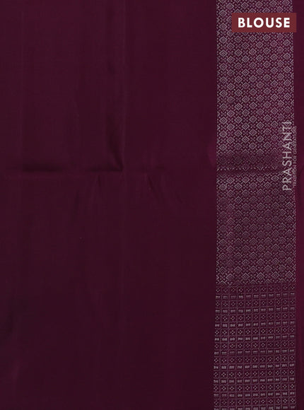 Pure soft silk saree rosy brown and deep purple with allover silver zari woven brocade weaves and zari woven border