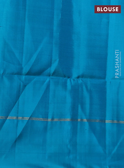 Pure soft silk saree jamun shade and teal blue with allover zari woven butta weaves and zari woven simple border