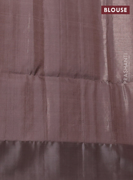 Pure soft silk saree maroon and grey with allover zari woven brocade weaves and simple border
