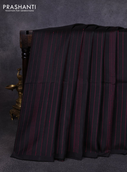 Pure soft silk saree black and pink with allover thread weaves in borderless style