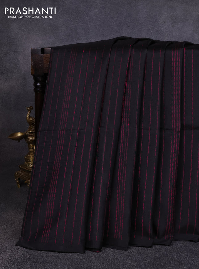 Pure soft silk saree black and pink with allover thread weaves in borderless style