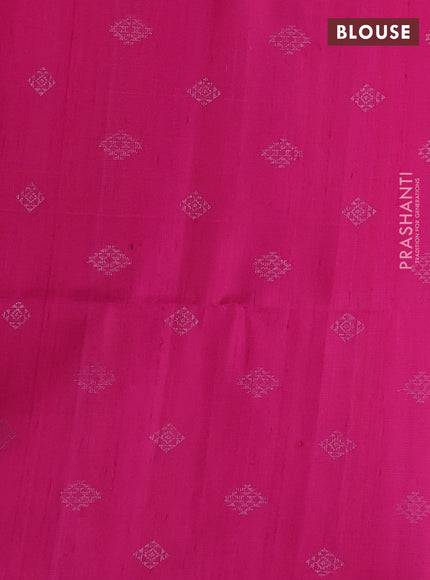 Pure soft silk saree mango yellow and pink with allover thread weaves in borderless style